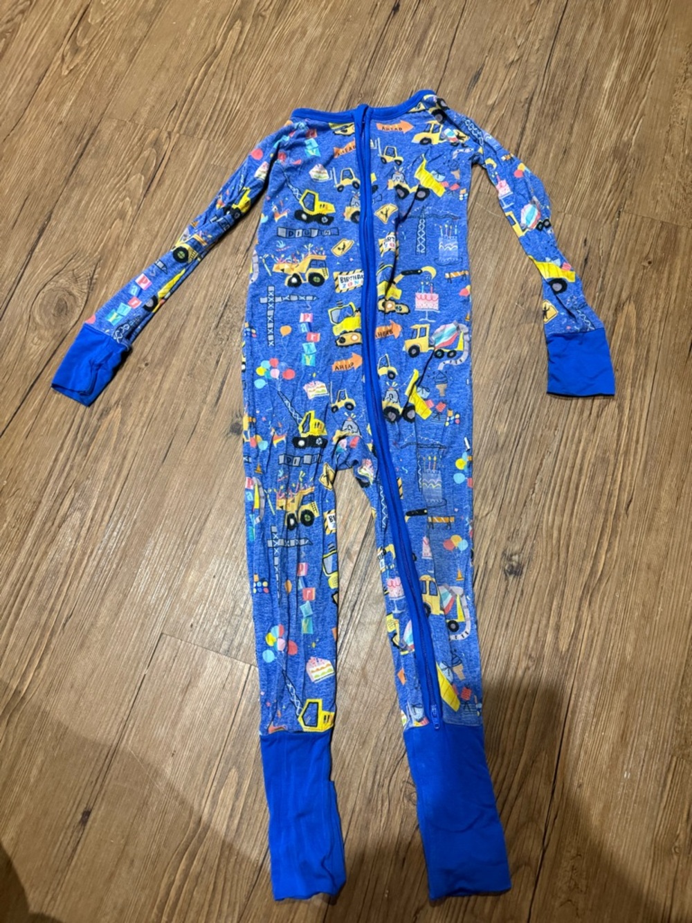 Little Sleepies Blue Birthday Construction Vehicles Zippy Size 3T